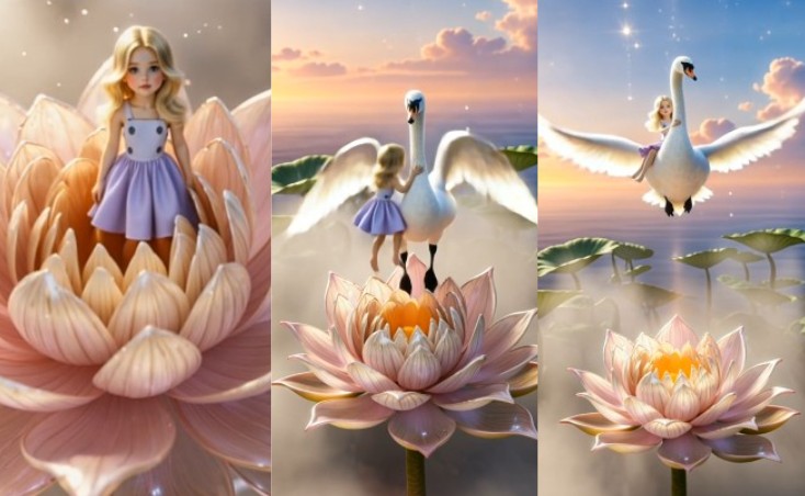 screenshots of AI-generated flower animation